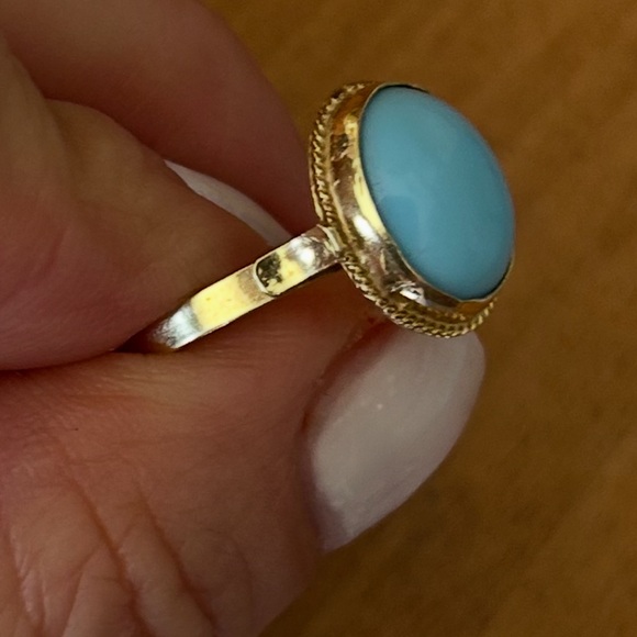 Vintage 9k gold turquoise oval ring. Size 8 - Picture 6 of 8